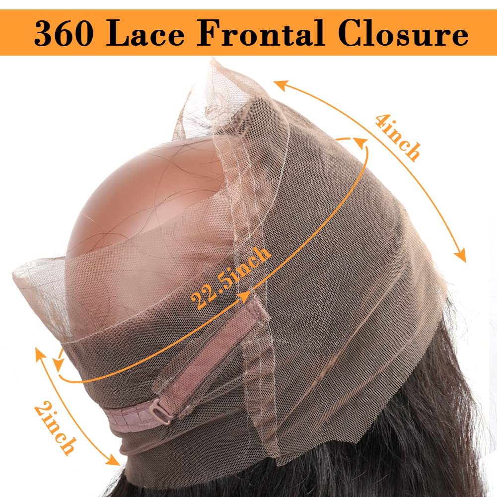 360 Lace Frontal Closure with Baby Hair Ear to Ear Free Part Brazilian Virgin Human Hair Curly Wave Human Hair Frontal for Black Women