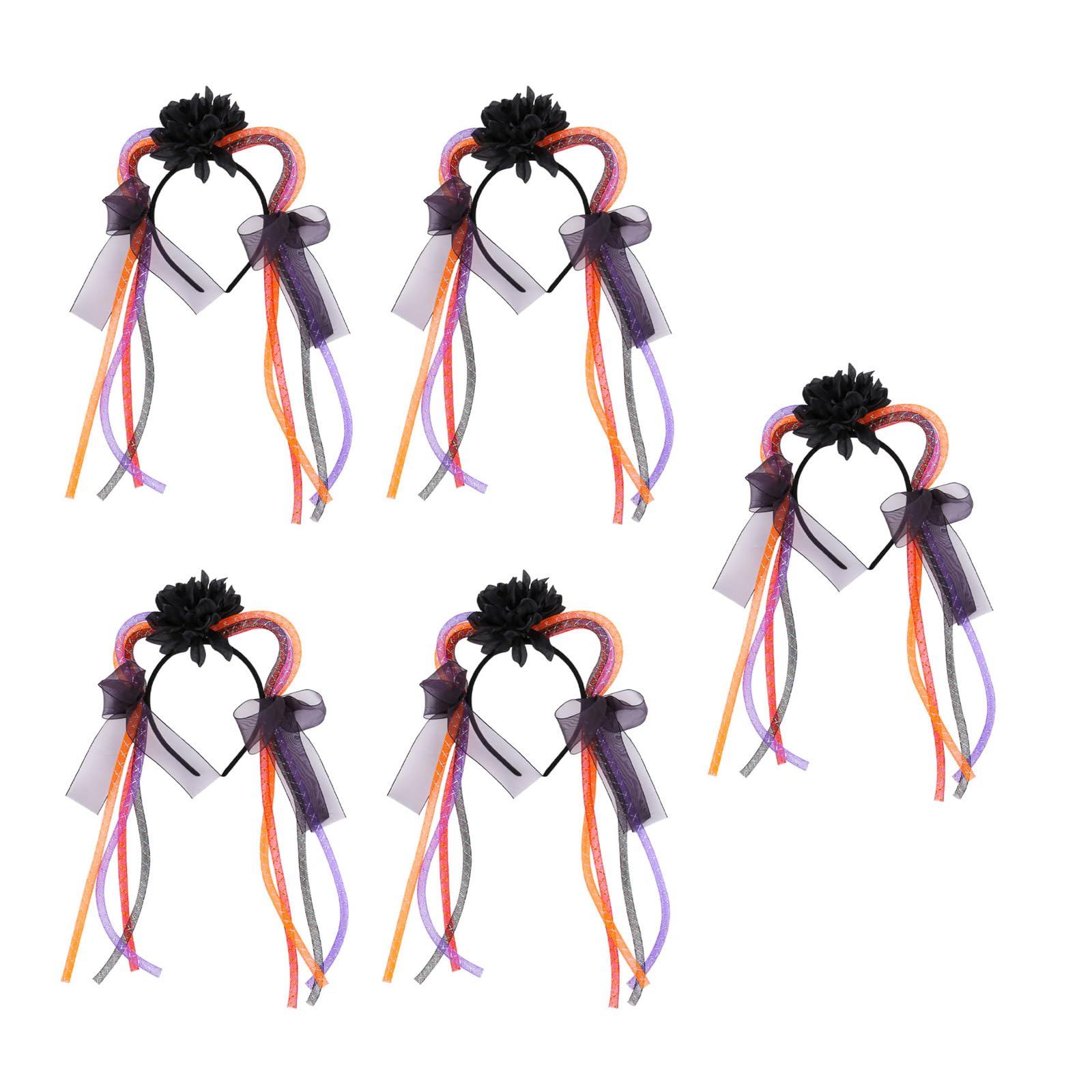 Kalttoy 5Pcs Halloween Hair Accessory with Flower and Veil Adjustable Size Headbands Elastic Hairband Accessory for Party Wear Hair Accessories