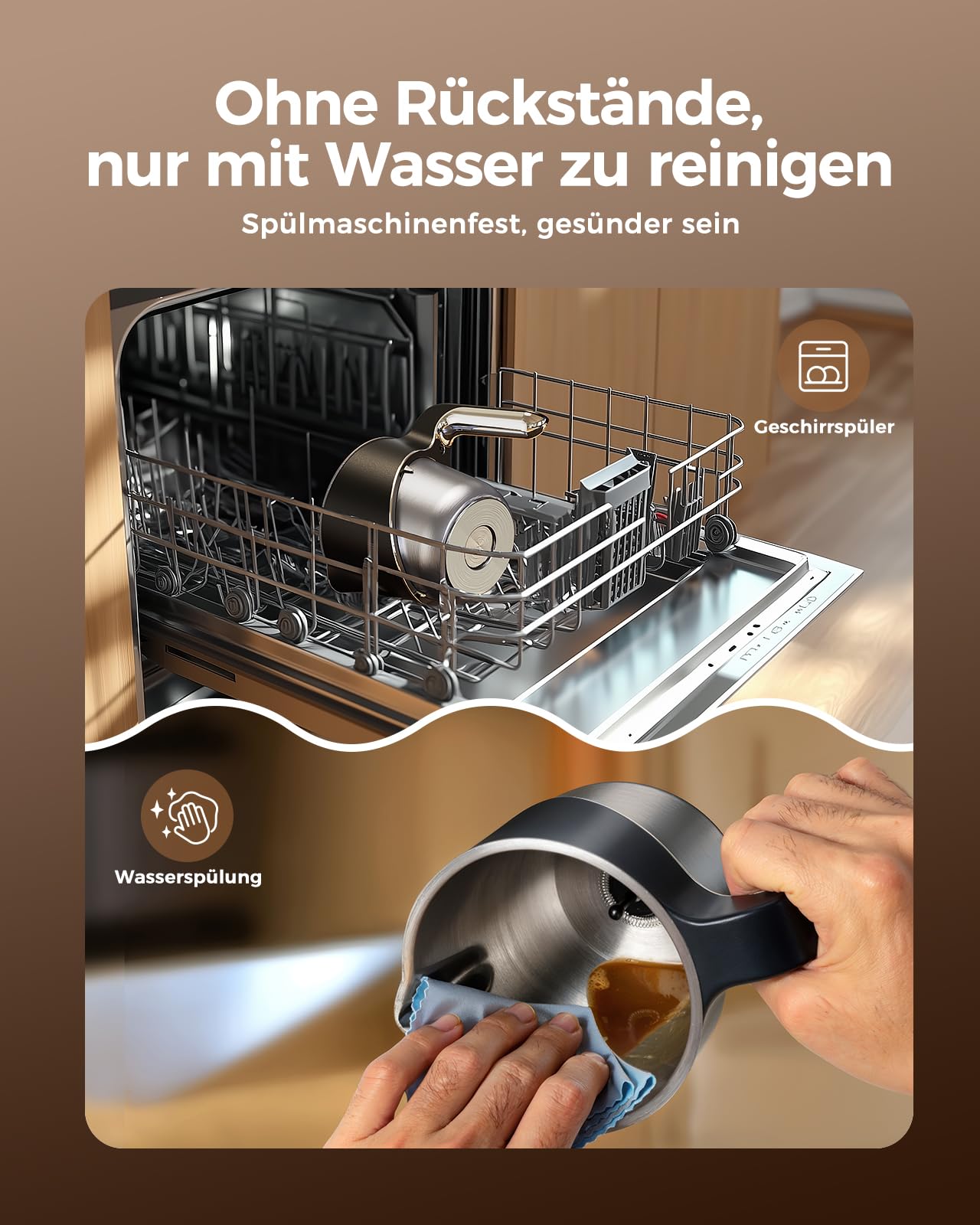 Milchaufschäumer Elektrisch 8-in-1, Automatischer Milchschäumer 400ml für Heiße & Kalte Schäume, Spülmaschinengeeignet, Abnehmbares, Leise, für Latte, Cappuccino, Sojamilch, Hafermilch
