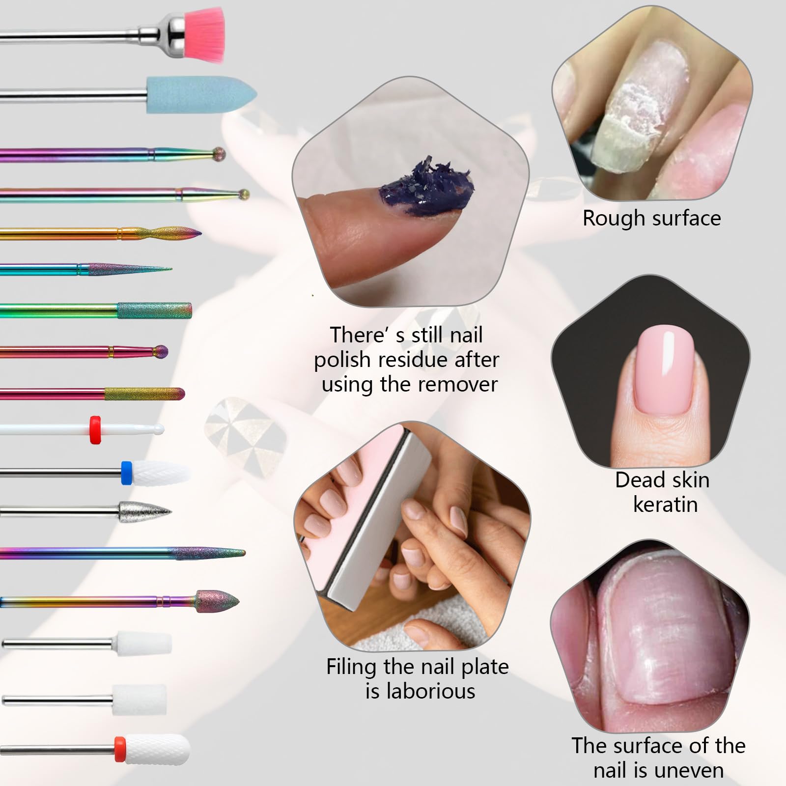 24Pcs Nail Drill Bit Set, Professional Ceramic & Diamond Carbide Bits for Acrylic/Gel Nails, Cuticle Remover - Image 4