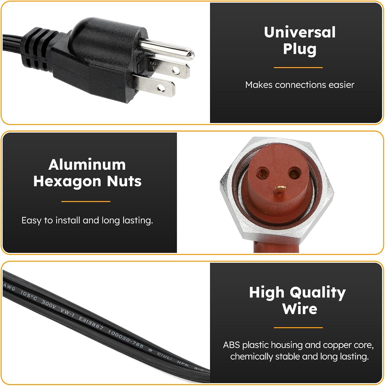X4XZ 120V Engine Block Heater Cord 251919 with Cap for Ford Powerstroke Diesel E350 450 550 F250 F350 F450 F550 Dodge Ram 2500 3500 Cummins Diesel 5.9 6.7L Heavy Duty Immersion Heaters 6 Feet