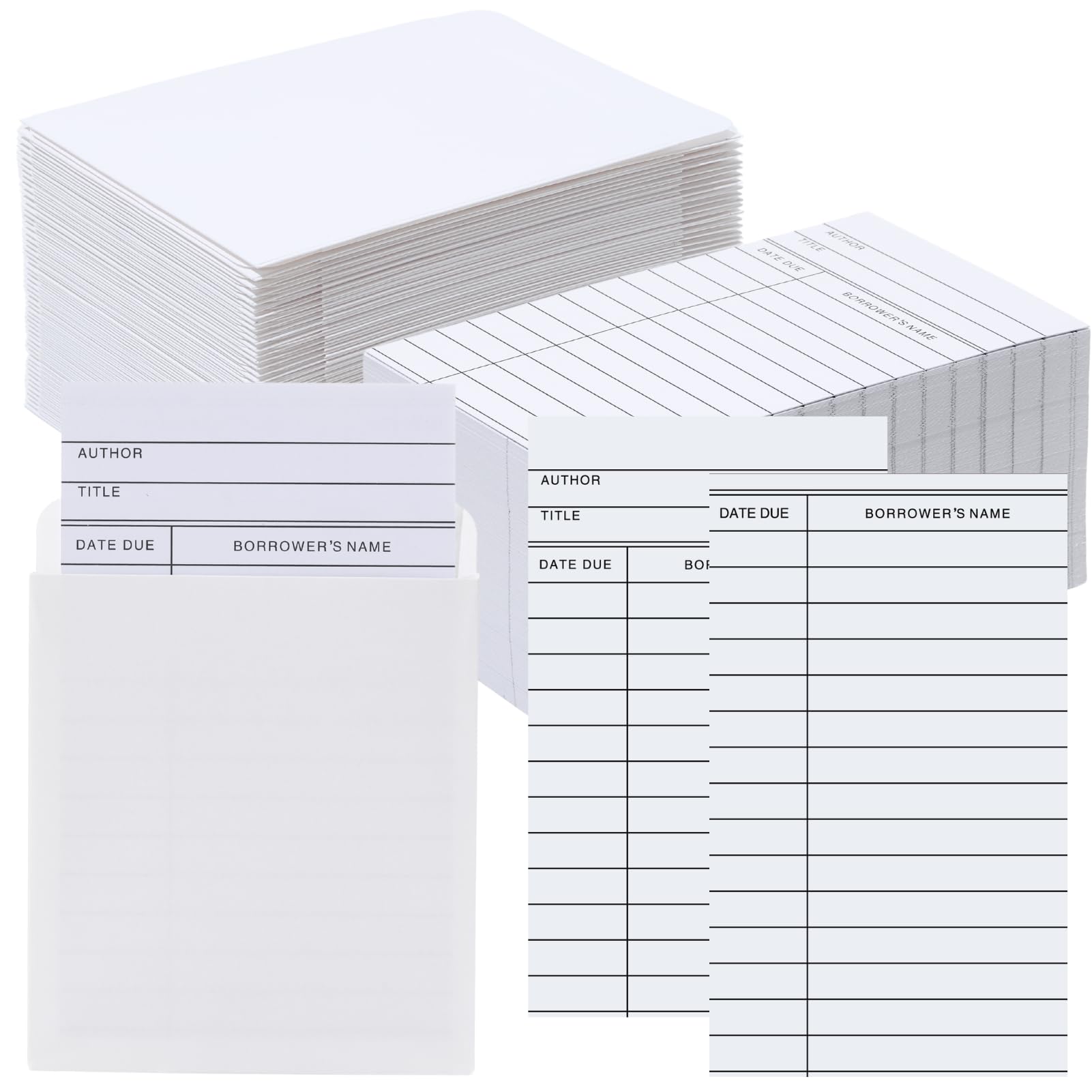 400 Pcs Library Card Pocket and Due Date Cards Include 200 Self Adhesive Library Pocket Envelopes and 200 Library Check out Cards, School, Library