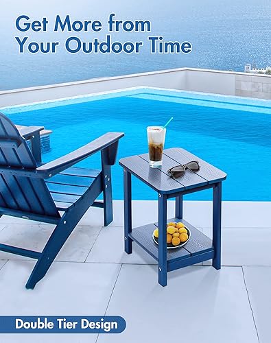 Miniatura 4 de Tikea Adirondack - Mesa auxiliar para exteriores, mesa auxiliar de 16.7 pulgadas para patio, piscina, porche, muebles de patio al aire libre