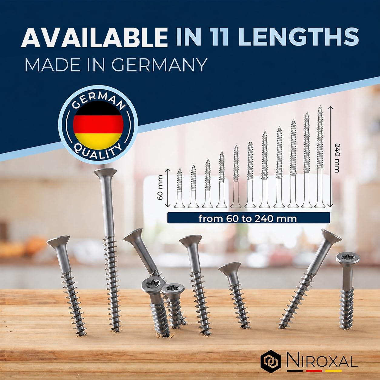 Edelstahl Holzschrauben V2A A2 Senkkopf Torx TX40 – Teilgewinde – 8x80 mm – 400 Stück – Universalschrauben Holz