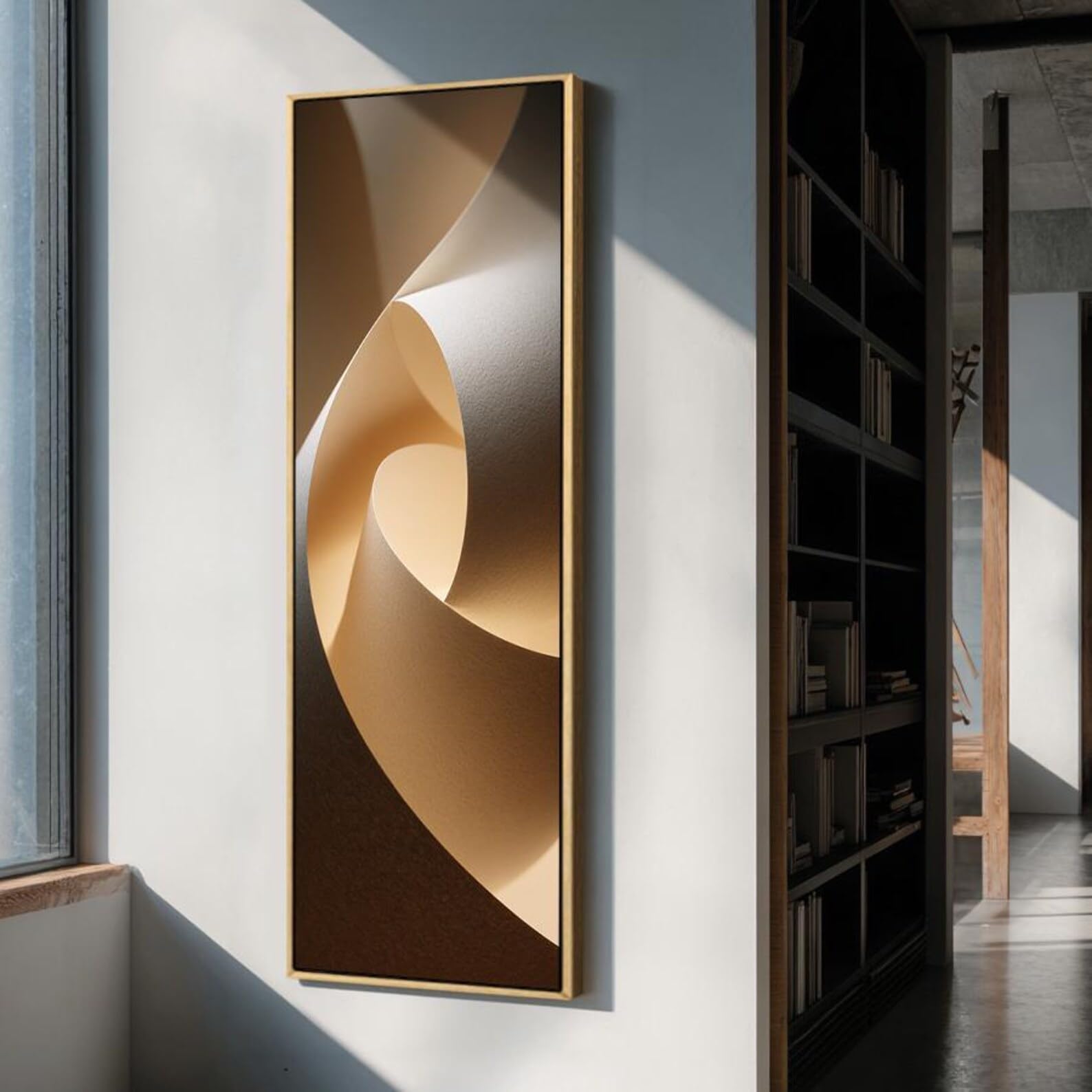 XBTYKPB Quadro su tela alto e sottile, composizione lunga e stretta, decorazione murale verticale, poster geometrici, dipinto botanico contemporaneo (35x105 cm/senza cornice)