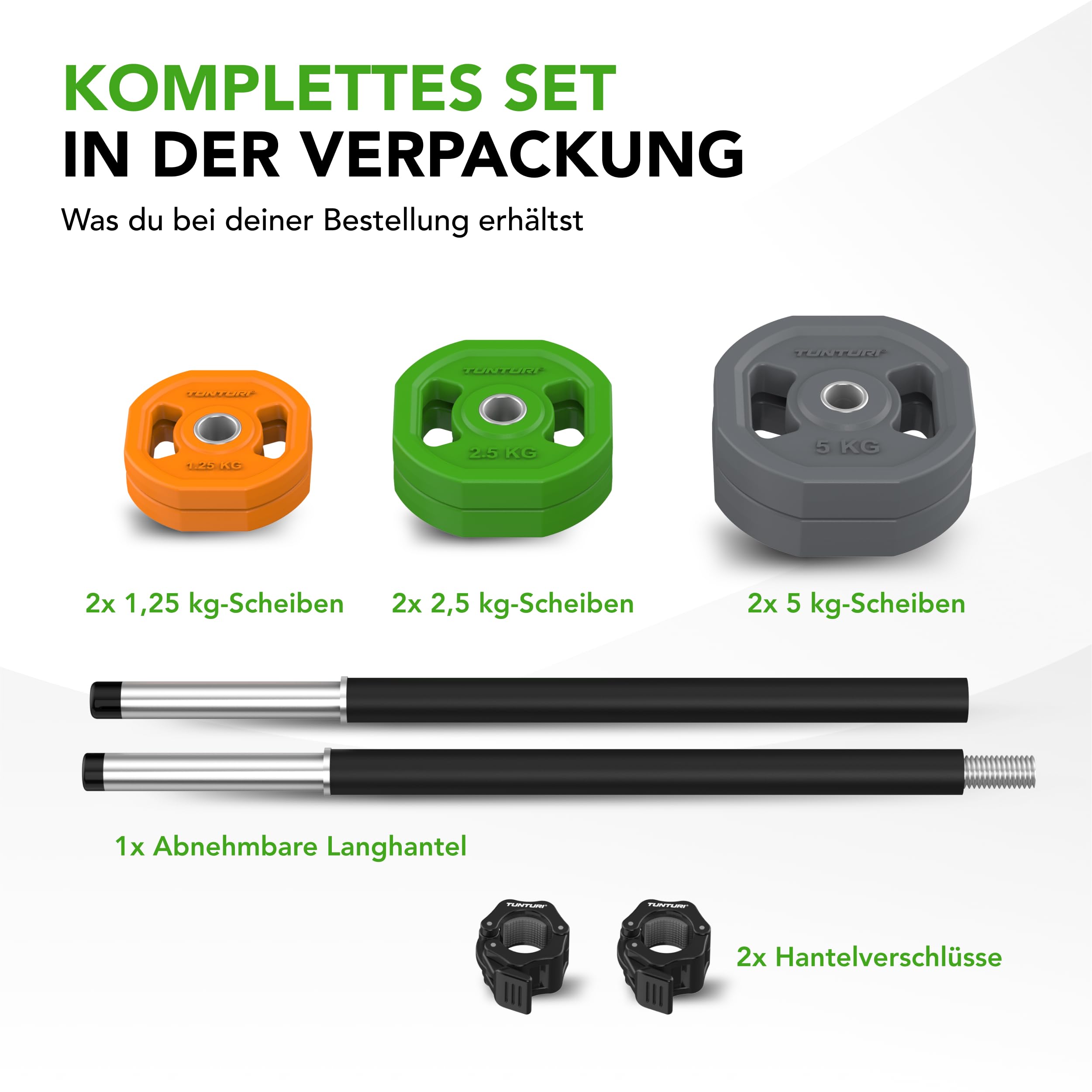 Tunturi Aerobic Pump Gewichteset 20kg Hantelset mit 6 Scheiben Hantelstange Gummibeschichtung