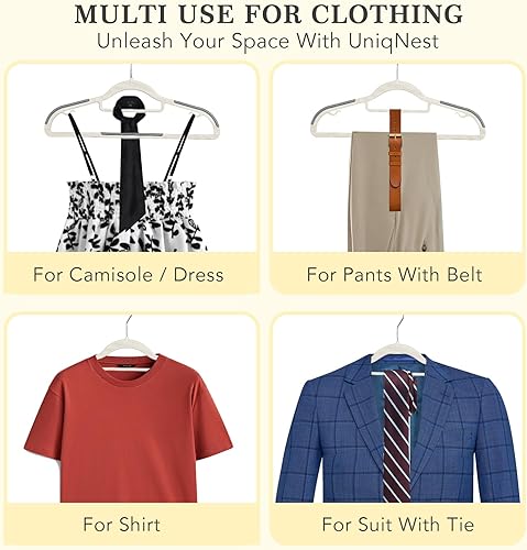 Miniatura 5 de UniqNest Perchas de plástico antideslizantes, paquete de 20 perchas de 16.5 pulgadas, perchas para perchas para armario, ahorro de espacio con