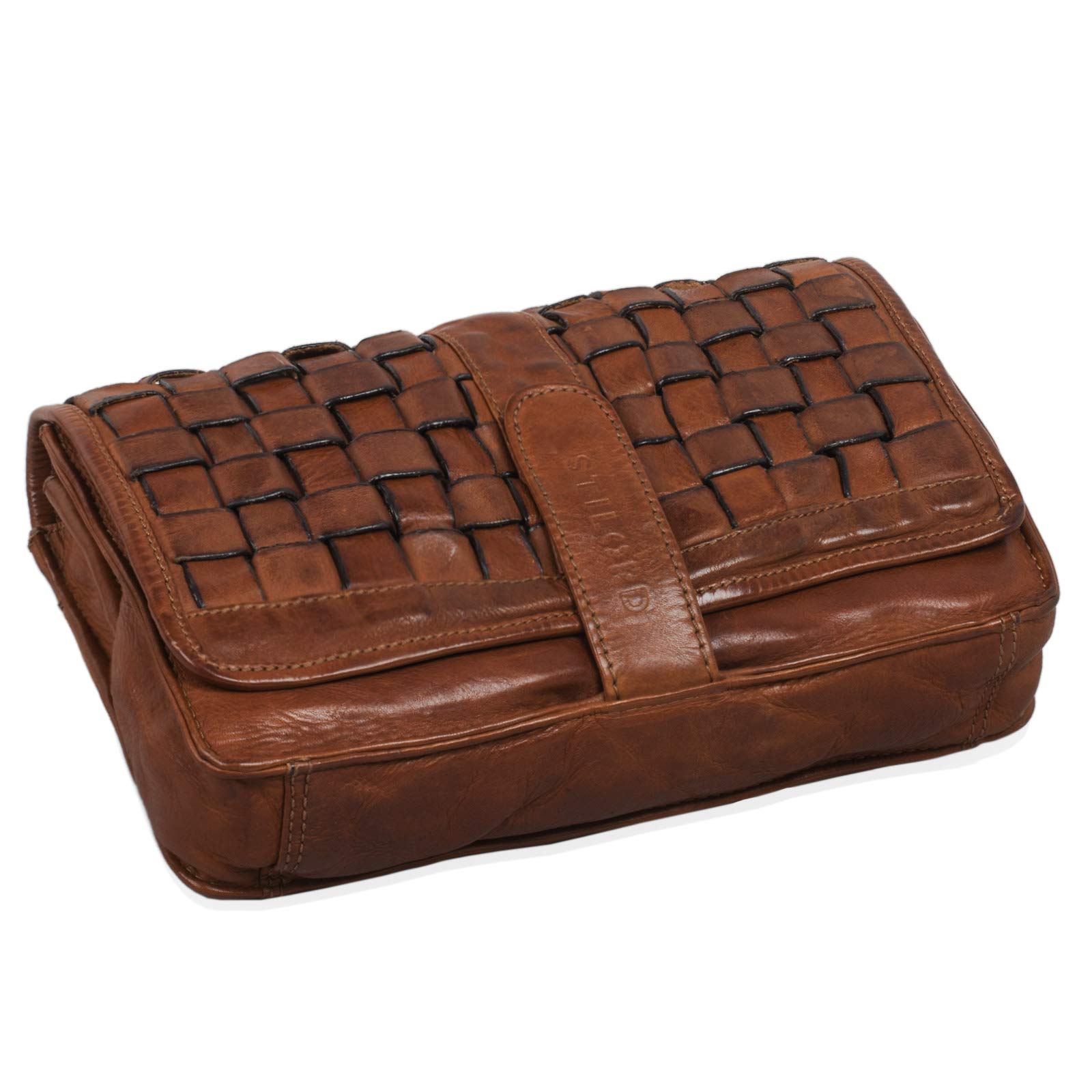 STILORD 'Ella' Bolso Mano Cuero Mujer señora o Dama Bolsa pequeña para Fiesta Salir Diario Festivales de auténtico Cuero Vintage Trenzado