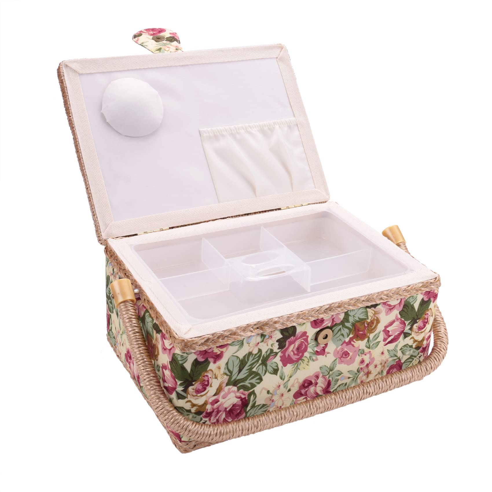 PRIZOM Cestino da cucito extra, cestino da cucito vintage, per aghi, , a nastro e altri accessori per cucire