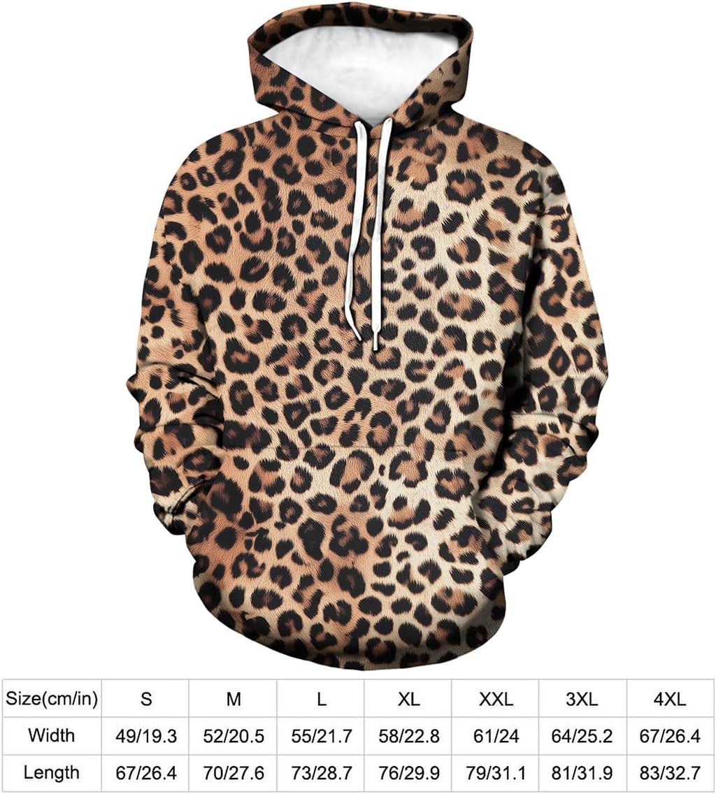 Leopard Print Hoodie for Men Cheetah Printed Hooded Streetwear Hip Hop Pullover Y2K Sweatshirt - Image 5