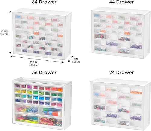 Miniatura 3 de IRIS Armario de almacenamiento apilable de 36 cajones de EE. UU. para piezas de hardware, manualidades y juguetes, color blanco