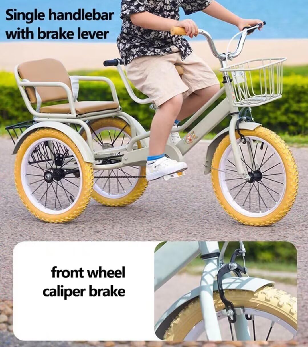 Amazon | 三輪車 自転車 アシスト ビーチクルーザー 折りたたみ式 【前輪 12インチ、後輪 16インチ】3輪バイク 高齢者用三輪車ペダル スクーター自転車高炭素鋼フレーム 高さ調節可能フロントキャビン付き三輪車、補助輪付き大人用三輪車、シングルブレーキ付きクルーザー ...
