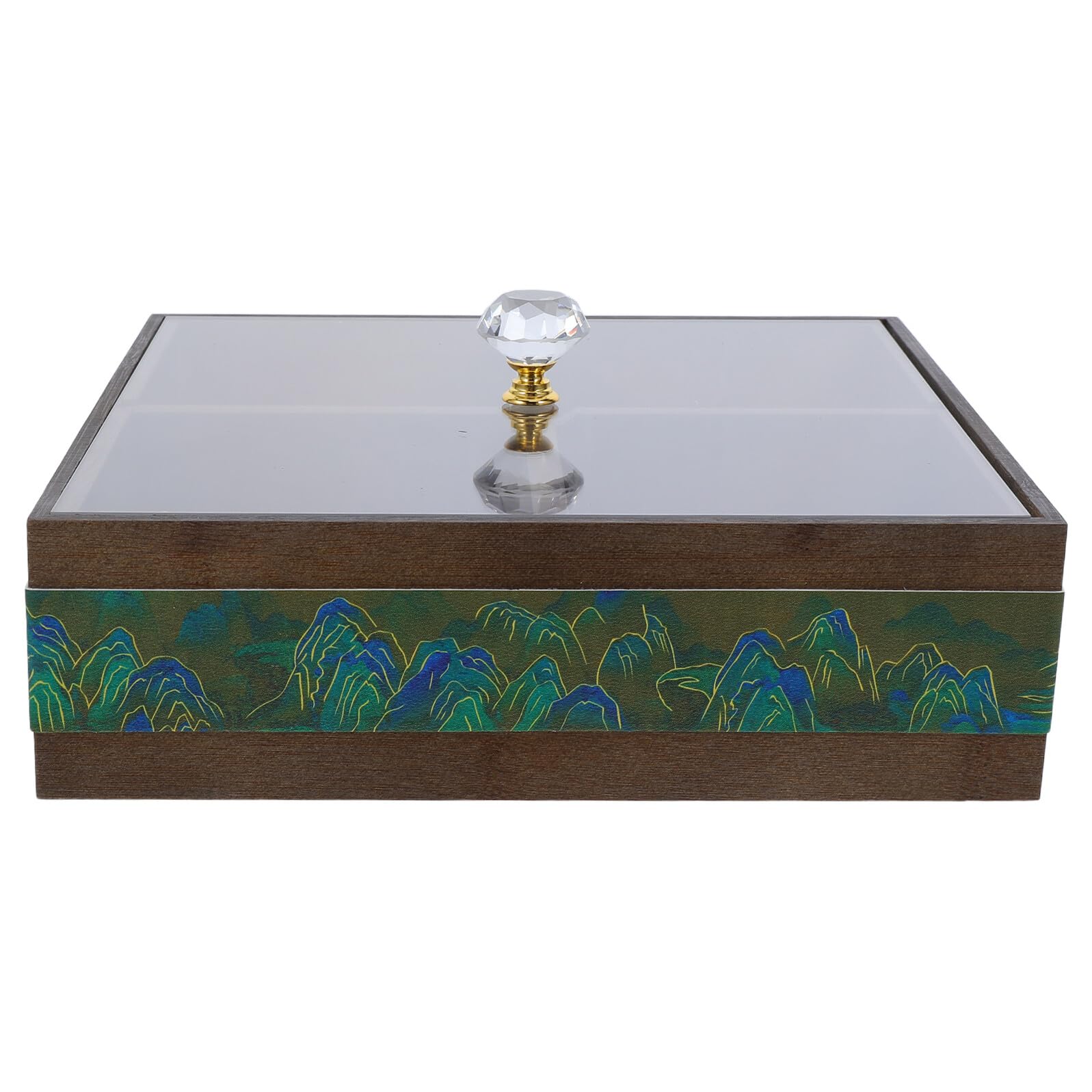 Homoyoyo Plateau de Service pour Apéritifs Organisateur à Compartiments Bambou Boîte à Bonbons et Noix avec Couvercle Transparent