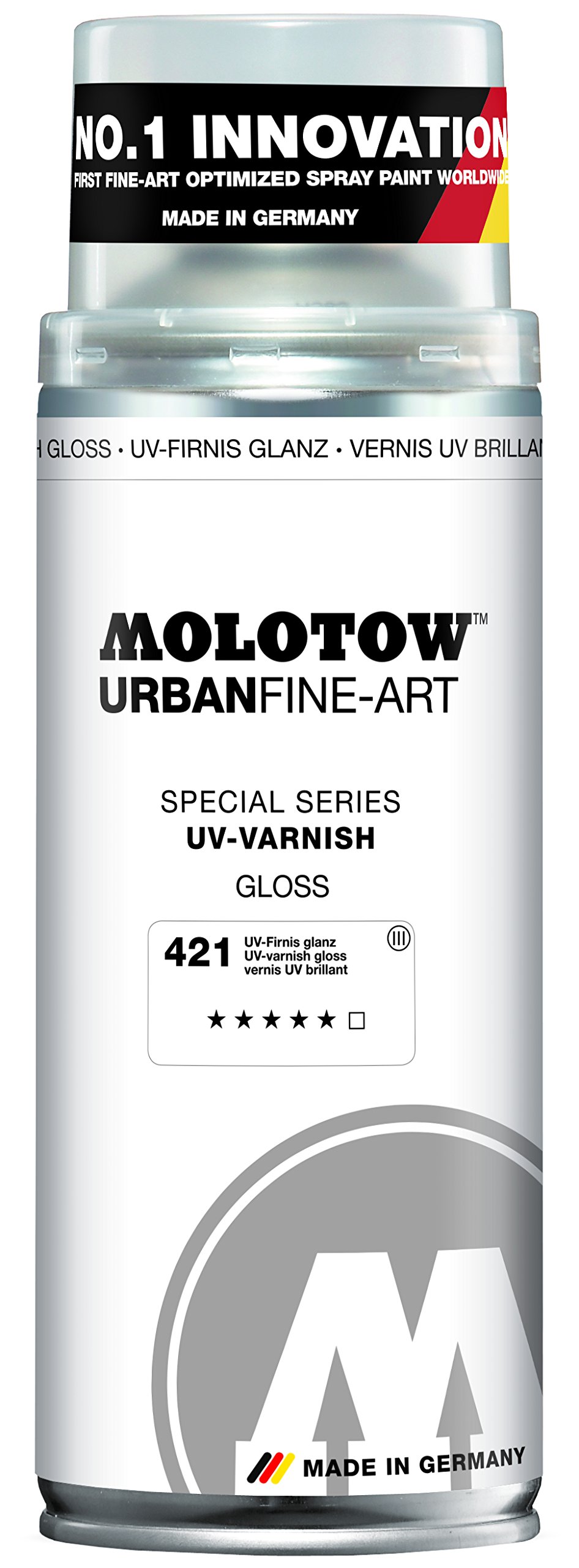Molotow : Urban Fine Art : Artist Acrylic Spray Paint : 400ml : UV Varnish Gloss 421 : By Road Parcel Only