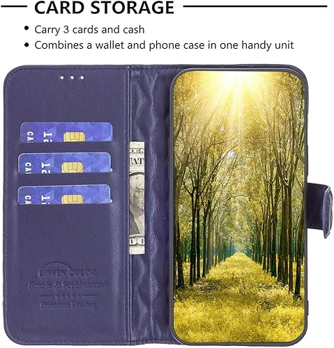 Vista 5 de Case for Xiaomi Redmi Note 10 4G/Note 10S,Rhombus Lambskin Pattern Premium Leather Wallet Kickstand Flip Case Magnetic Clasp Cover Blue