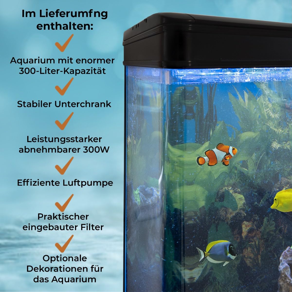 MonsterShop Aquarium Starter Komplettset Aquarium mit passendem Unterschrank Aquaristik Kies Aquarium-Hintergrund