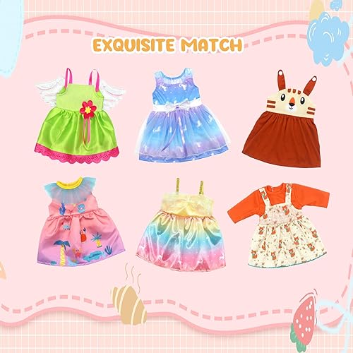 Miniatura 2 de DC-BEAUTIFUL Juego de 6 ropa de muñeca para muñecas de 16 y 18 pulgadas, bonitos conjuntos de vestidos para niñas, ropa de muñeca hecha a mano para