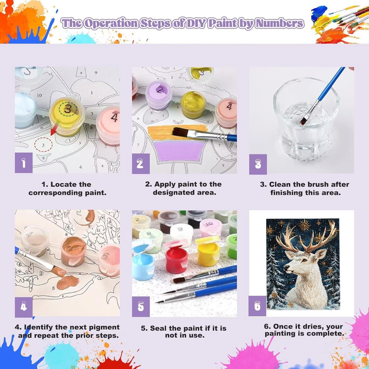 WEISHIWE Dipingere con i Numeri Adulti Alce in inverno, 60x80cm s-158 | Pittura a Olio Kit, fai da te Quadri da Dipingere Numerat, Adulti Bambini Hobby Creativi,Pittura Adulti Decora la Casa Regalo