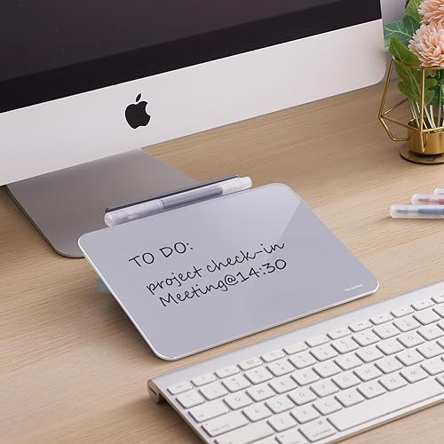 Vista 39 de TSJ OFFICE Pizarra blanca de escritorio pequeña – Pizarra de cristal de borrado en seco de 12 x 8 pulgadas con soporte, tablero de escritorio