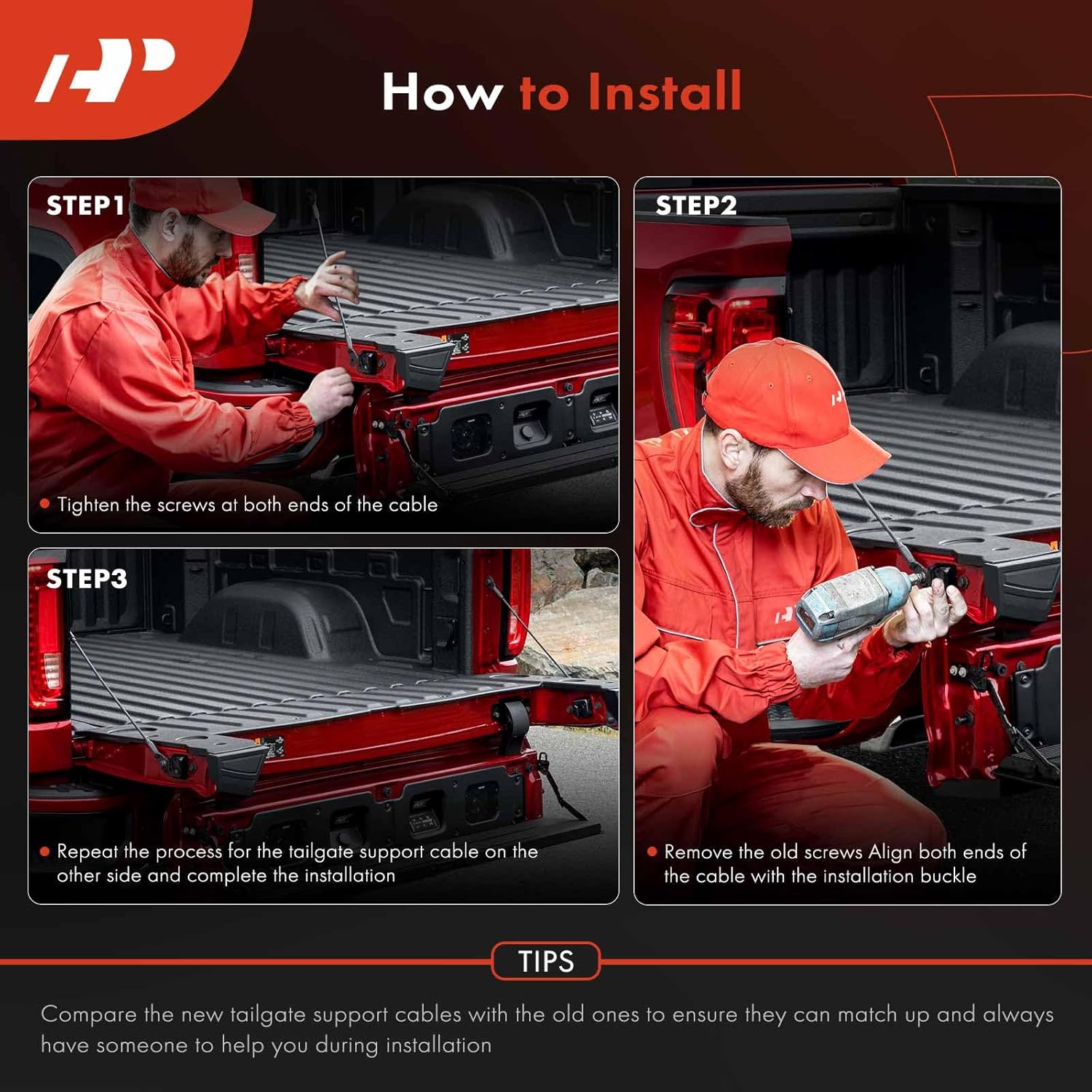 A-Premium Tailgate Support Cable Compatible with Chevrolet Colorado & GMC Canyon, 2018 2019 2020 2021 2022, 17 Inch, Driver and Passenger Side, Set of 2