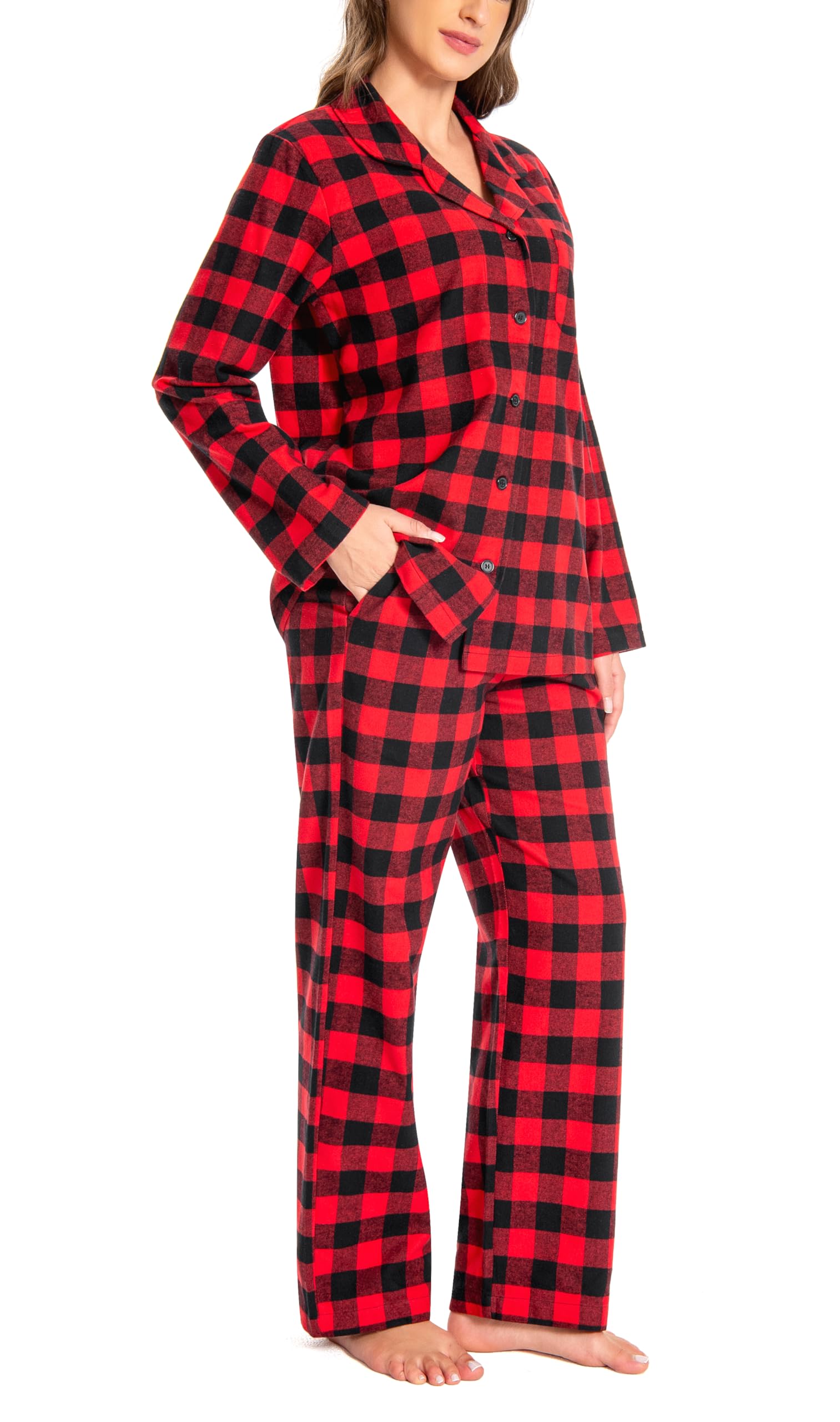 MIA LUCCE Pyjama dames lange pyjama set met knoopsluiting