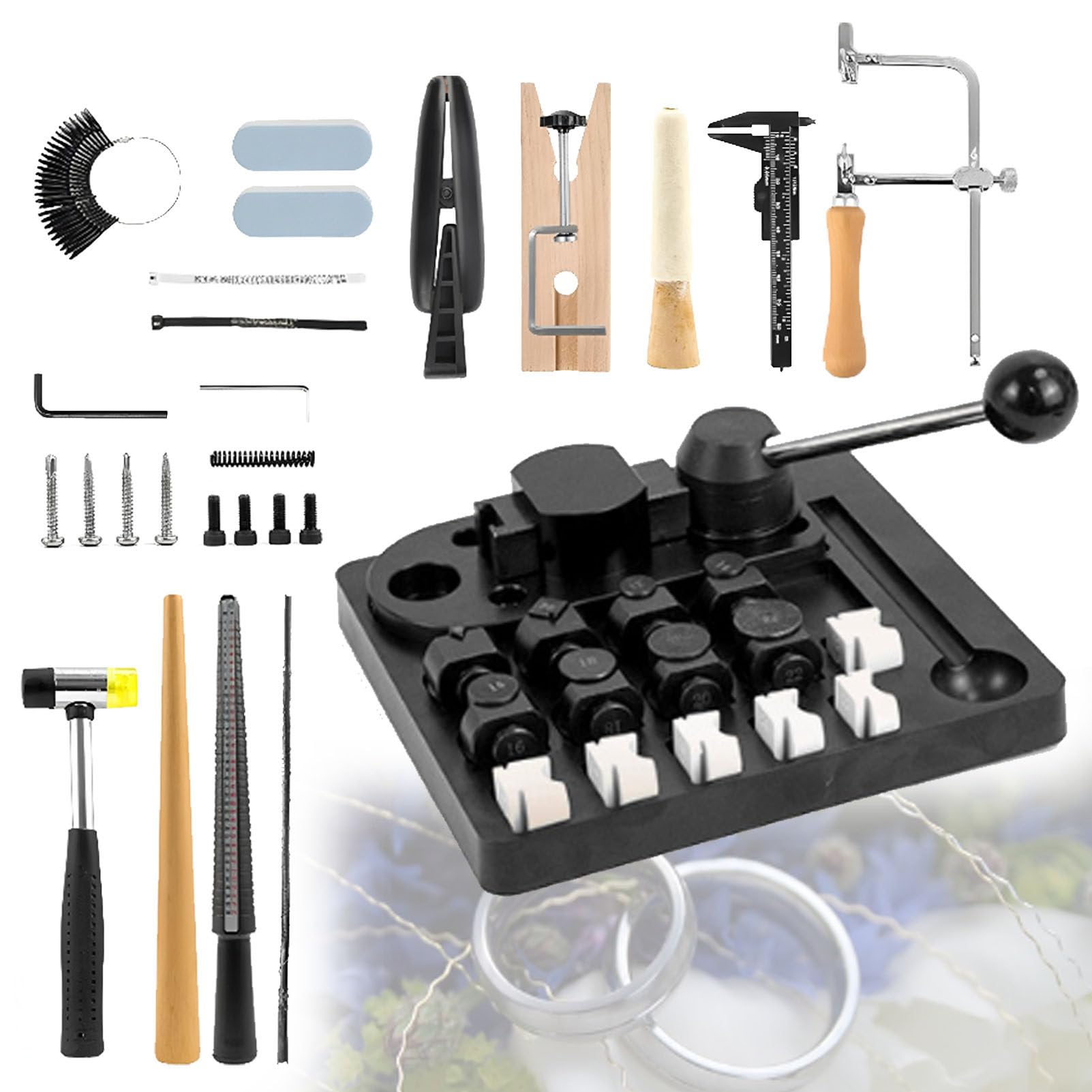 YXYLJOZ Ring Bending Machine with Nylon Dies, Multi-Functional Ring and Earring Bending Tool for Jewelry Making, Ring Shaper Set