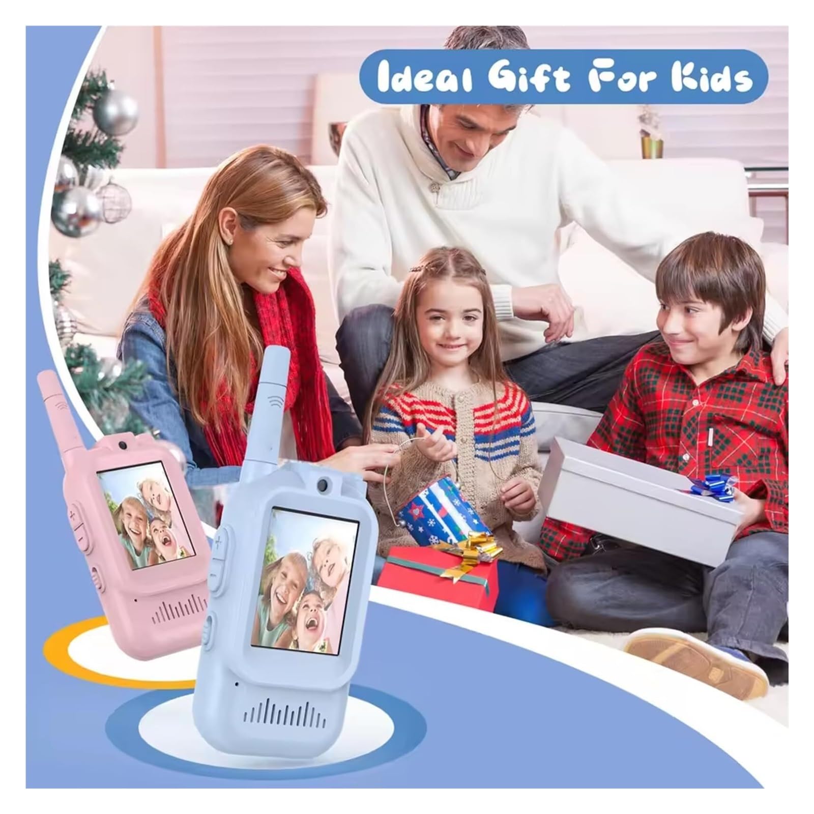Walkie-Talkie con Video for niños con cámara y Pantalla, Compatible con Cambiador de Voz, de Largo Alcance, Ideal for cumpleaños de niños y niñas.(2pcspink)