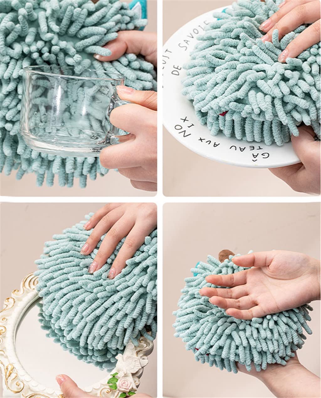 Serviette De Toilette Pour Animaux De Dessin Animé Mignon Serviette Absorbante De Cuisine En Peluche Douce Et Ajustée En éponge De Chenille (D Comme Le Montre L'image