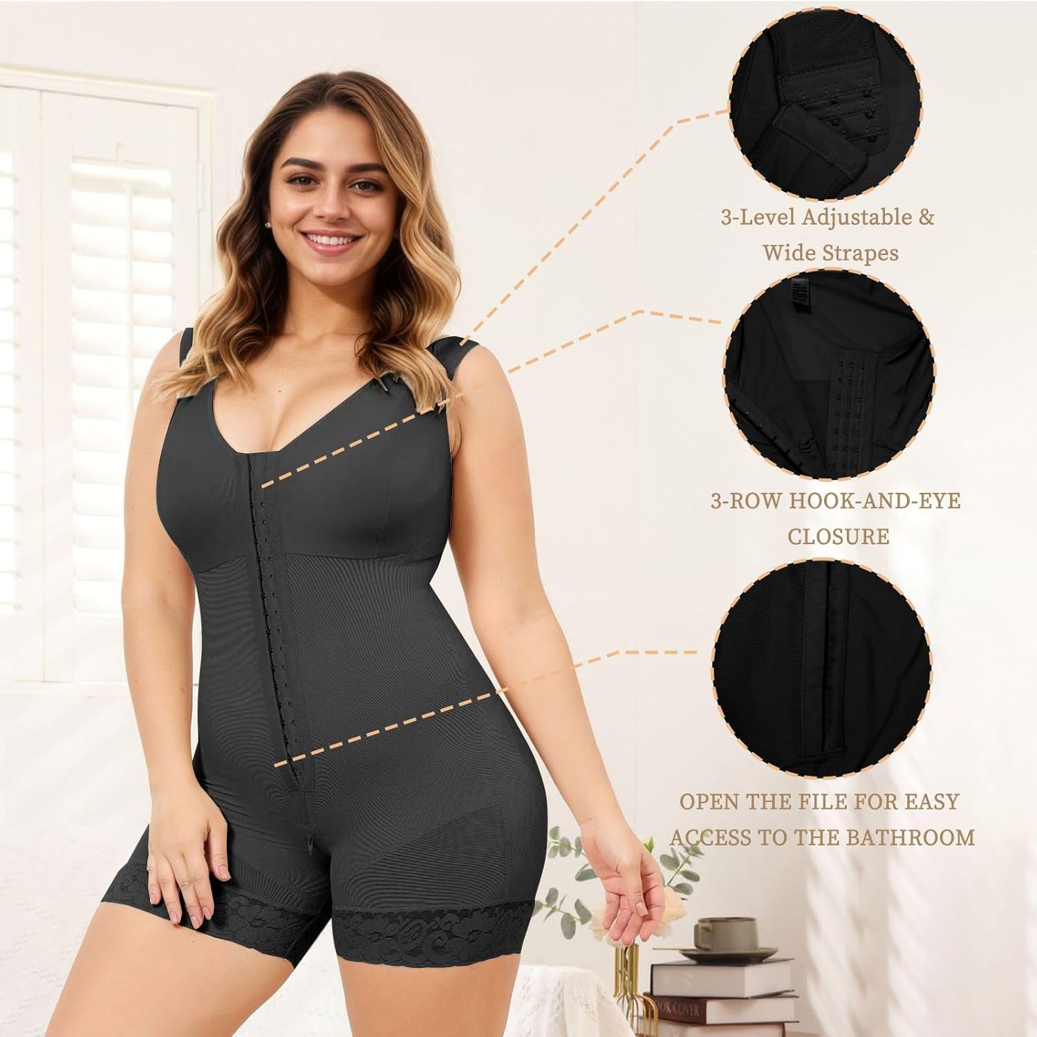 Fajas Colombianas Shapewear Waist Trainer Full Body for Control Post Surgery Shaper Butt Lifter with Zipper Crotch - Image 4