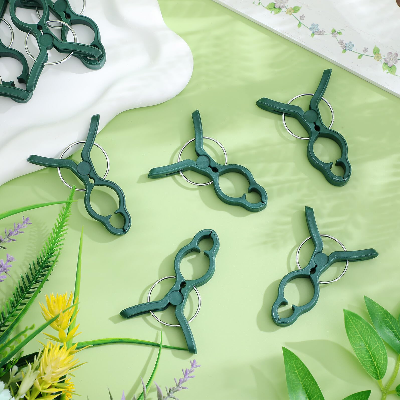 Sewroro 50 Clips de Plástico Verde para Soporte de Plantas y Ramas, Resistentes para Jardinería y Entutorado de Tomates en Jardín