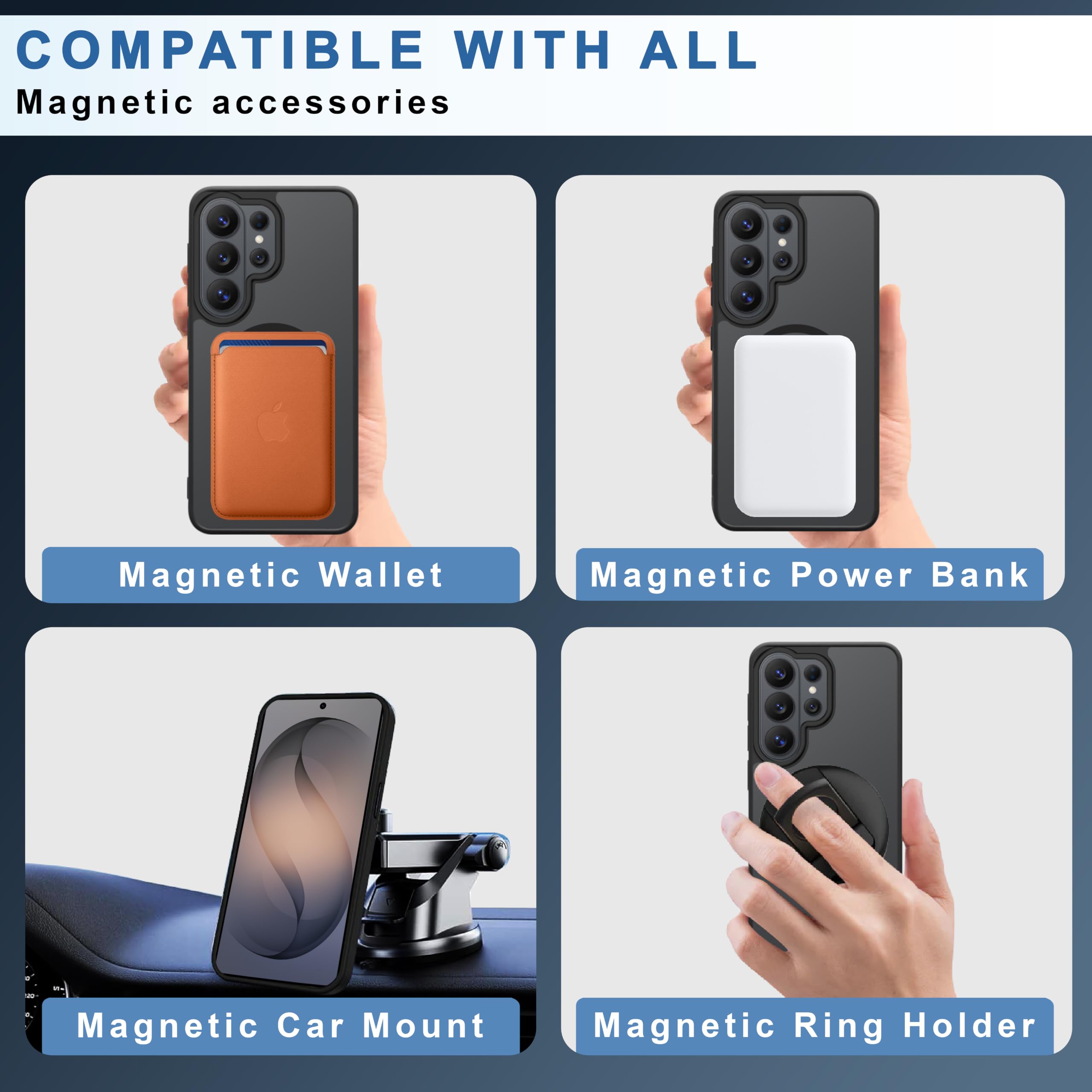 CEDO Magnetic Cover for Samsung Galaxy S26 Ultra | Compatible with MagSafe Wireless Charging | Matte Black Case Designed with Magnetic Lock Shockproof Edge Protection Backcover (Translucent Black) — Amazon image 5