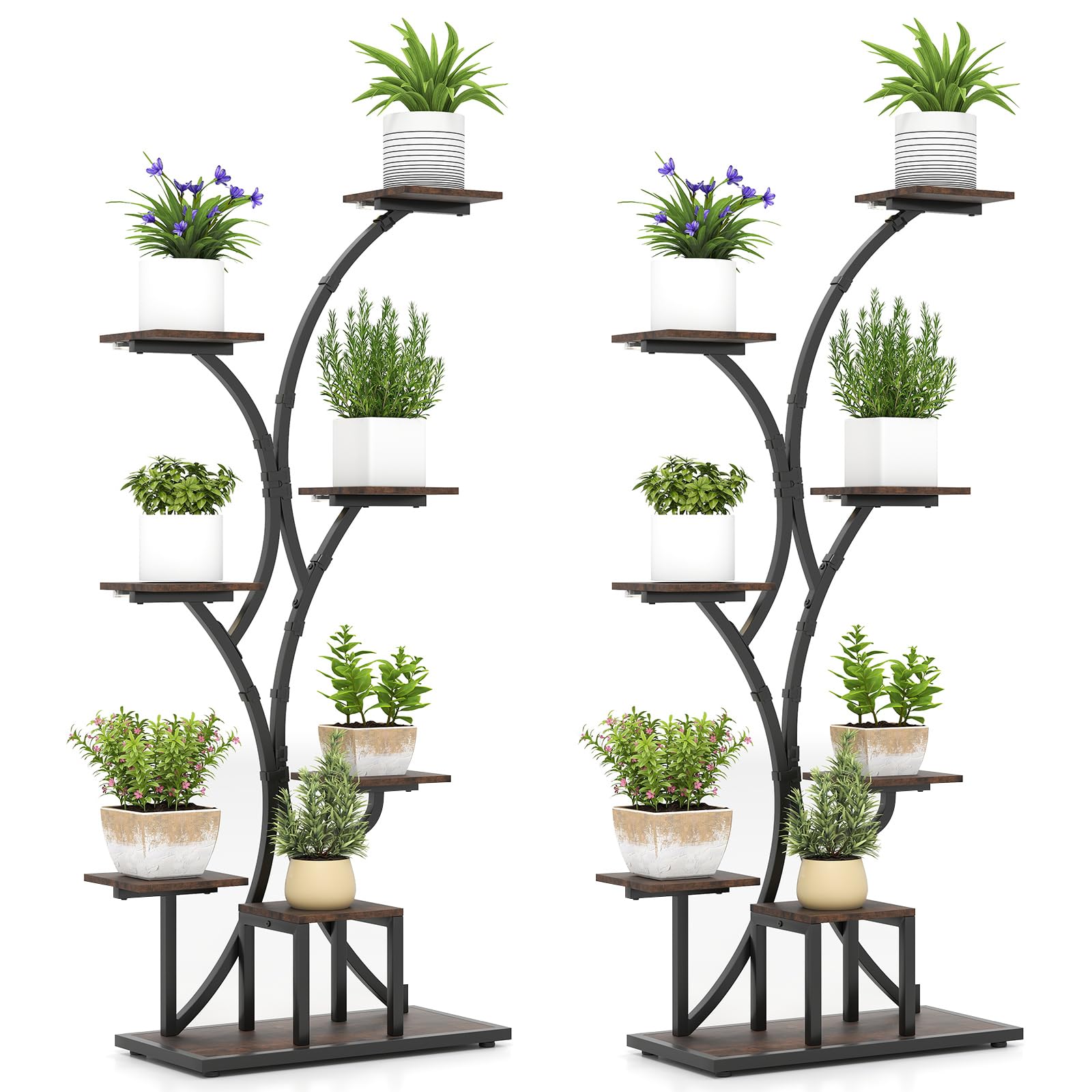 COSTWAY Soporte para Plantas de Interior con Luces de Cultivo, Estante para Plantas de Esquina de 8 Niveles, Soporte para Macetaa para Múltiples Plantas para Sala de Estar Balcón, 67 x 30 x 146 cm (1)