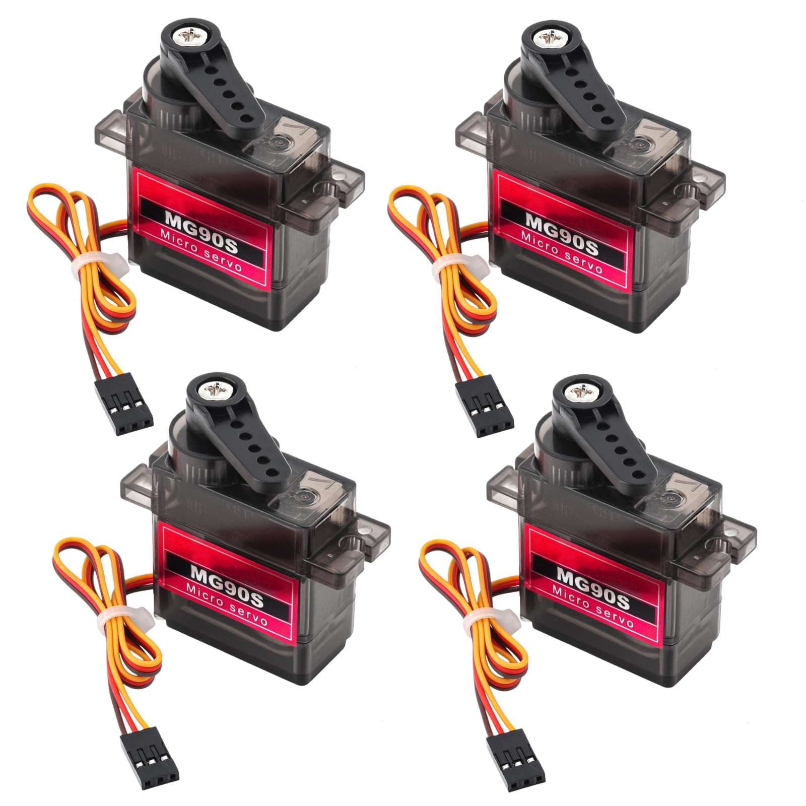 DiGiYes 4Pack MG90S Micro Servo Motor Metal Geared 9G for Helicopter Airplane Boat Smart Robot Car Controls (2, Control Angle 180 Degree)