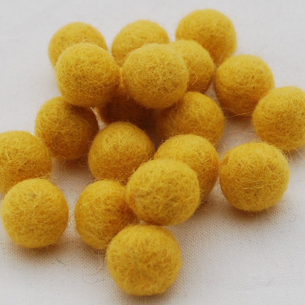 Oriental Direct Mustard Yellow 100% Wool Felt Balls - 1.5Cm - 10 Felt Balls
