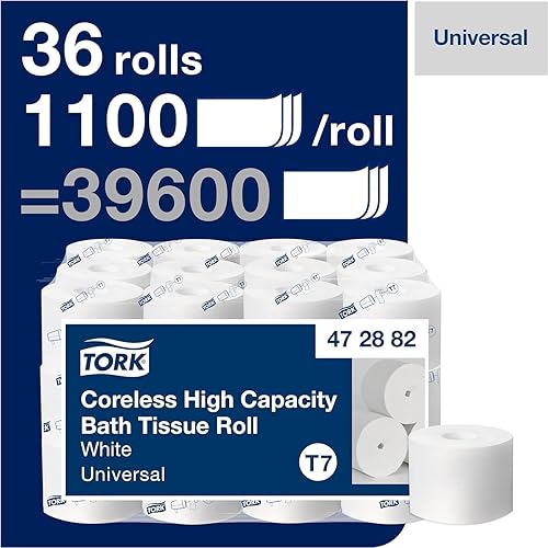 Vista 5 de Tork OptiServe - Dispensador de papel higiénico (2 rollos) sin cilindro de cartón interior, negro T7/T5, dispensador vertical, diseño de elevación +