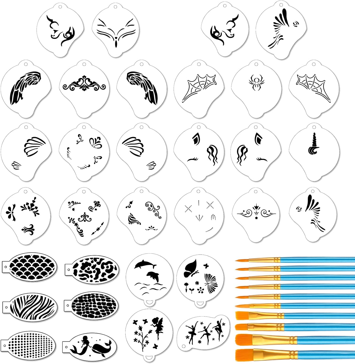 Buy 32 Pieces Face Paint Stencils DIY Body Paint Stencil Reusable Face