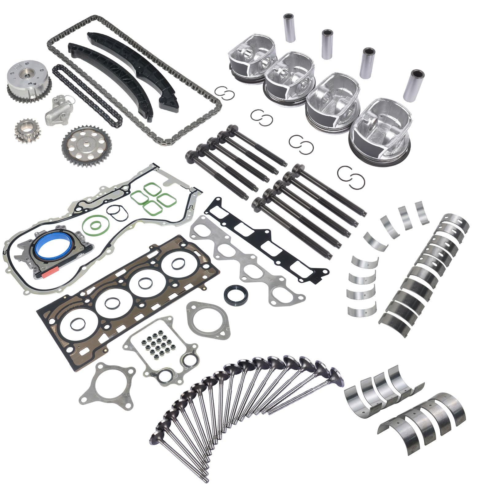 Pistón y juego de cadena de distribución compatible con G0lf V VI E0s 1.4 R4 16V TSI CAV CAX CTH 03C109571F 03C109509L