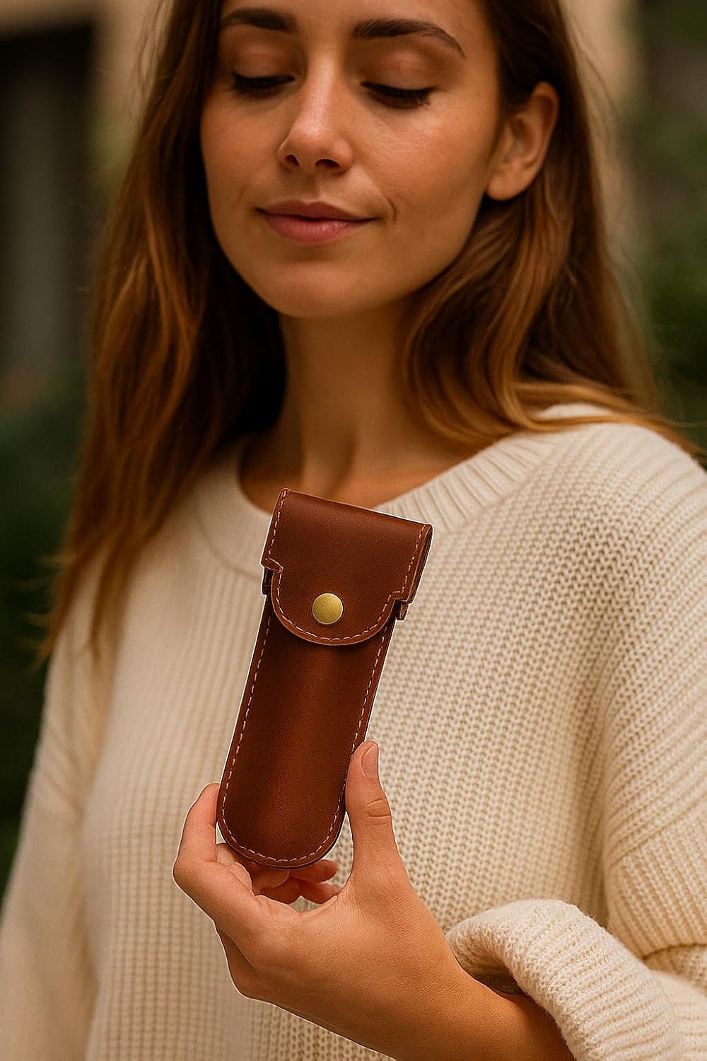 Full Grain Leather Razor Cover | Double Edge Razor Case | Handmade Safety Razor Protector Sheath for Travel & Storage | Barber Shaving Accessory for Men – Tan