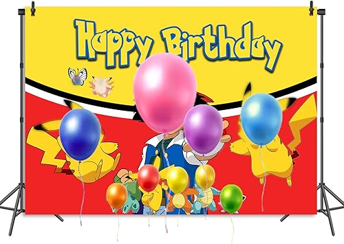 Miniatura 5 de Telón de fondo de fotos con diseño de monstruo de anime de dibujos animados para fiestas de cumpleaños temáticas de videojuegos suministros de