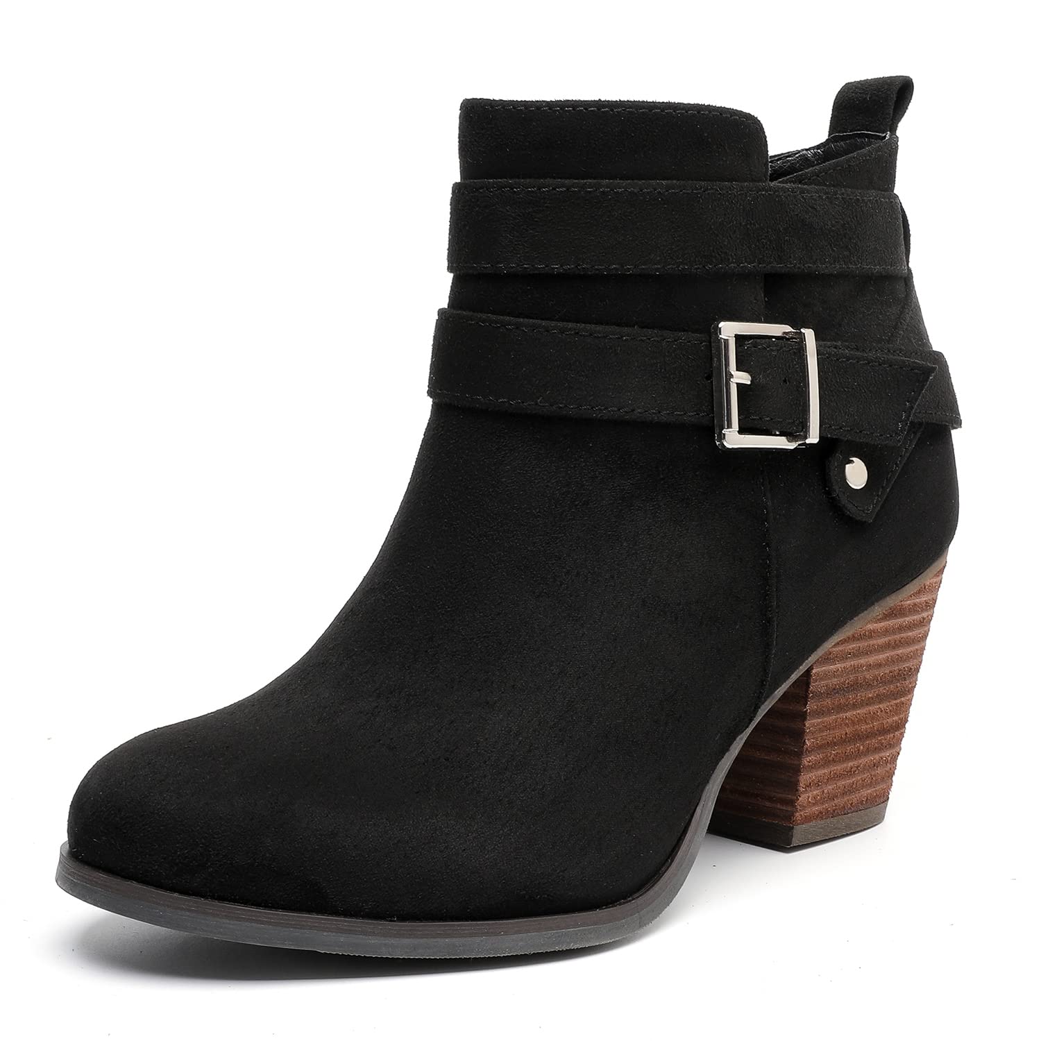 Luoika Women's Wide Width Ankle Boots, Extra Wide Mid Heel Side Zipper Booties.