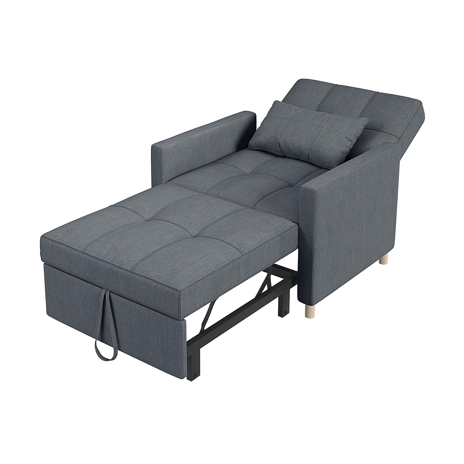 YODOLLA Pull Out Sleeper Chair Bed 80cm Single Sofa Armchair, Dark Grey — image 1