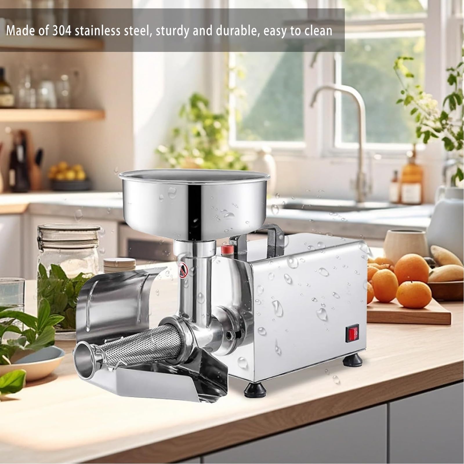 Passapomodoro Professionale, passapomodoro Elettrico da 450 W, 150 kg/h, Secchio Rimovibile, spremiagrumi in Acciaio Inox per Conserve di pomodori, Puree e Salse