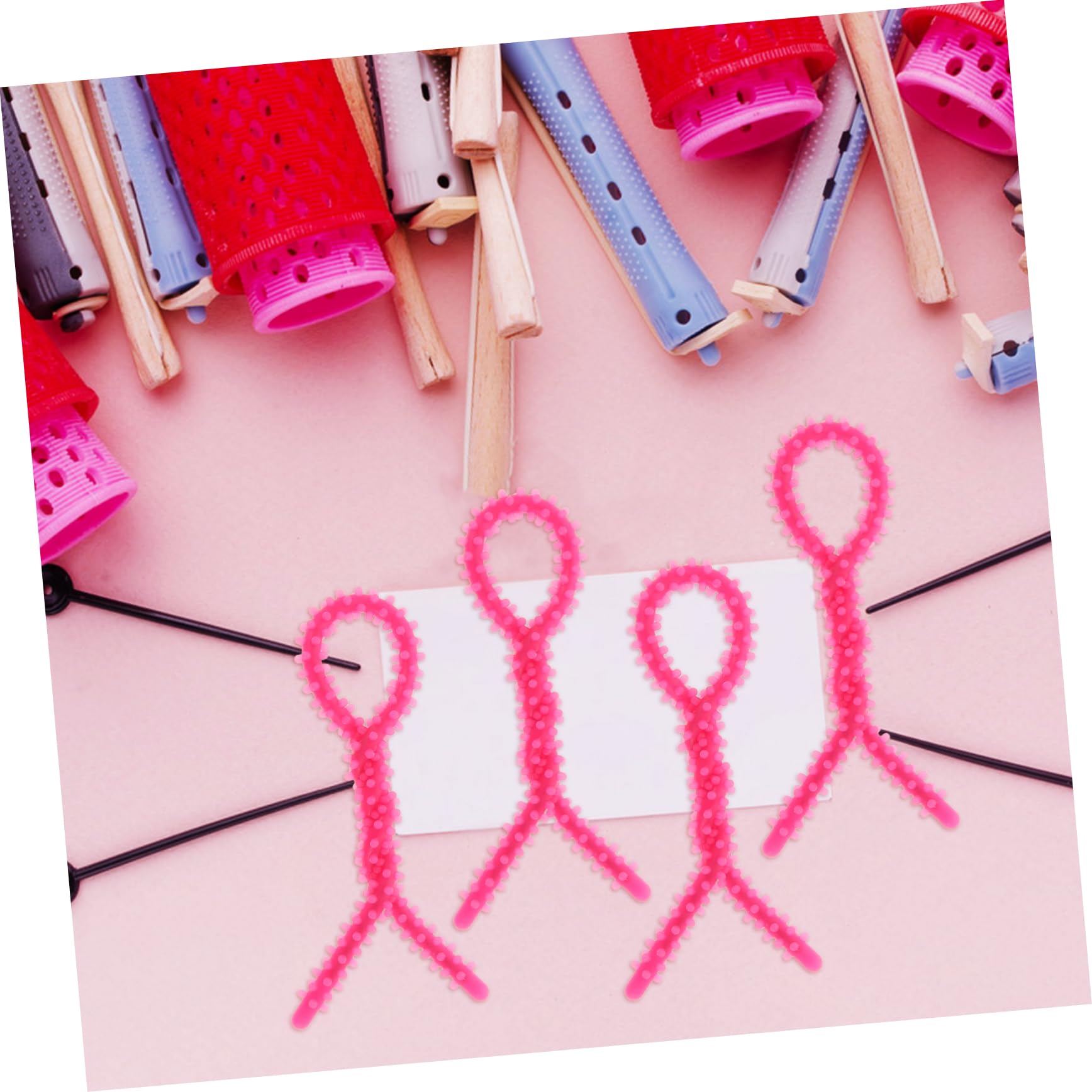 50 Pezzi Arricciacapelli Silicone per Permanenti Strumenti per Styling con Curling Rosa Piccolo