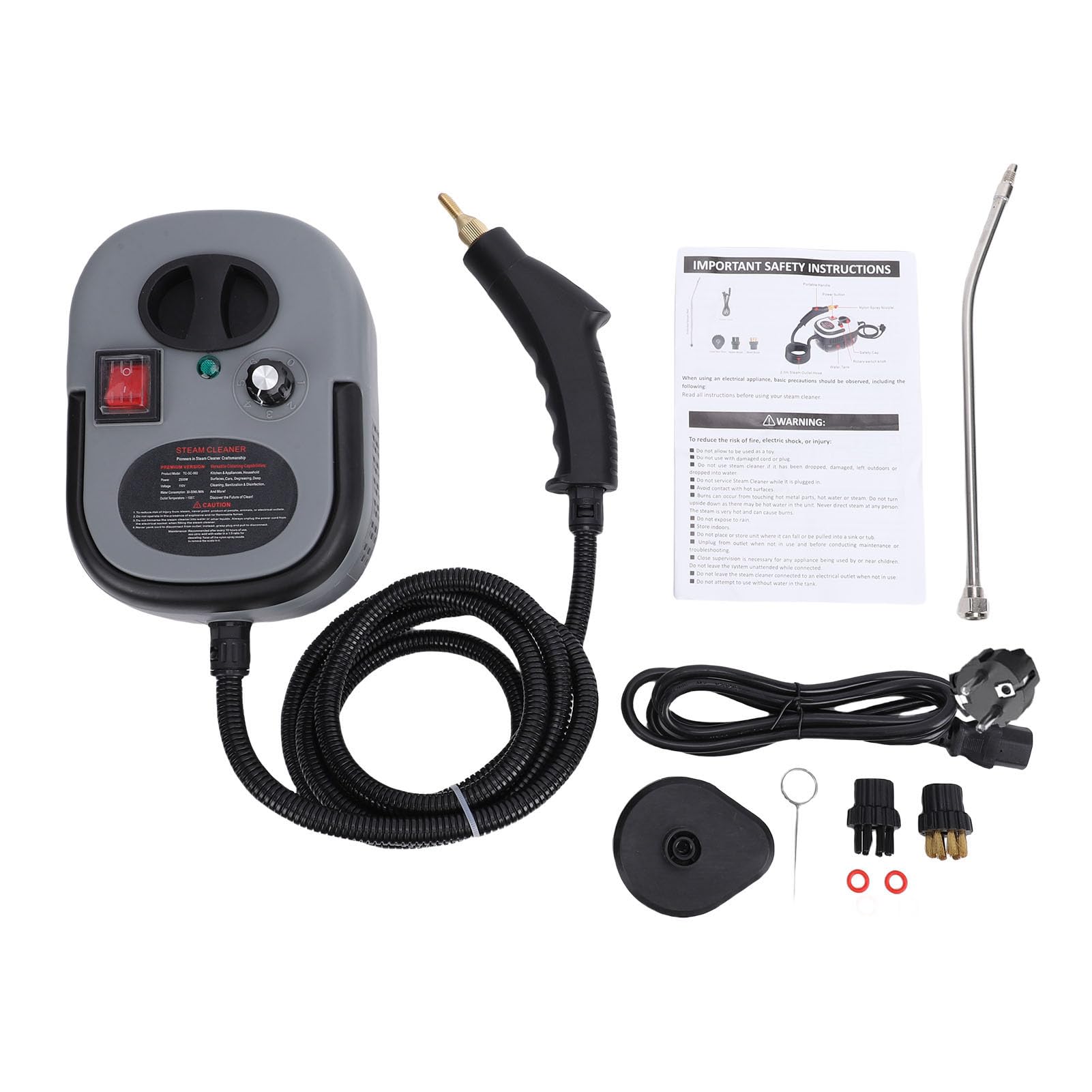 TOPINCN Limpiador a Presurizado de Mano, Máquina de Limpieza Portátil de Alta Temperatura de 2500 W para Muebles de Cocina y Coche con Tanque de 1200 Ml de Capacidad (Enchufe europeo 220V)