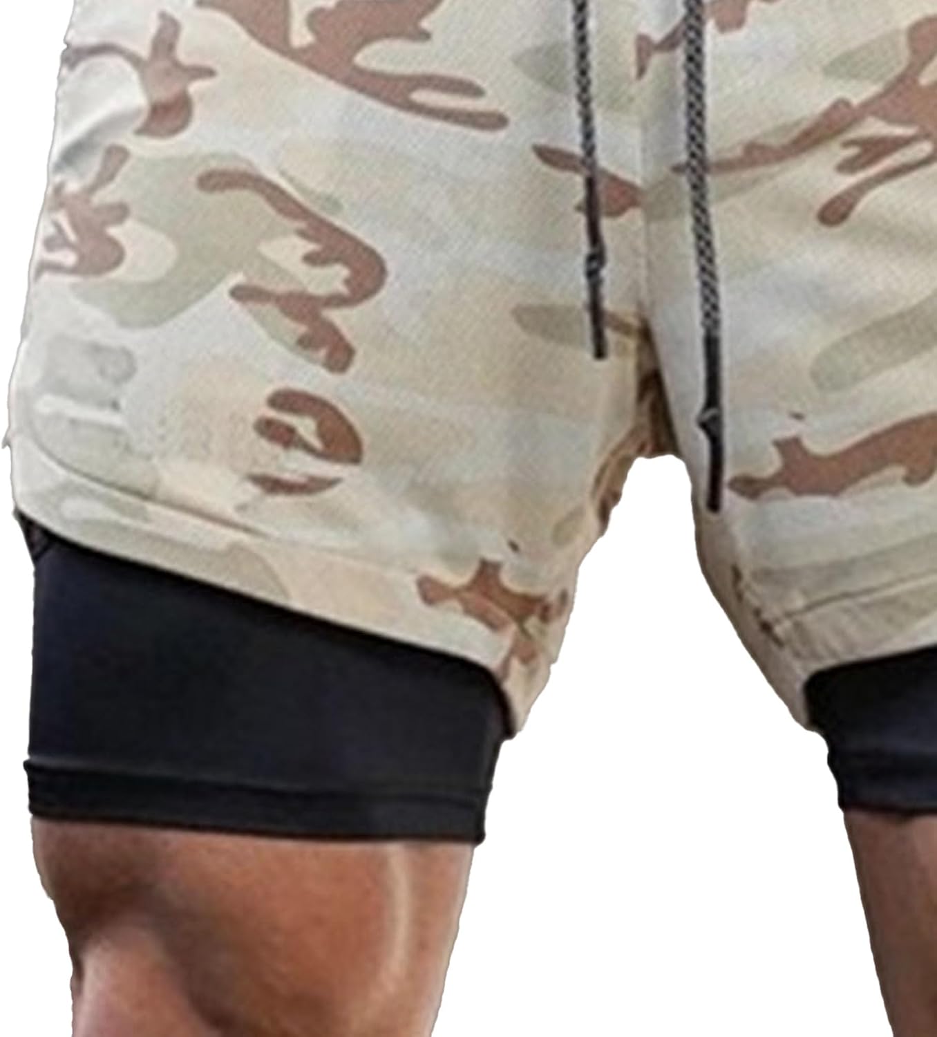 Men's Casual Outdoor Multi-Pocket Shorts Loose Double-Layer Fitness Short Pants Summer Running Sports 5 Point Pant