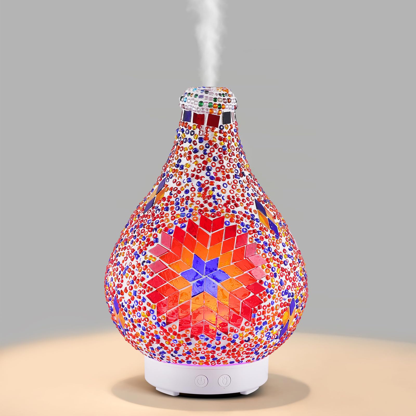 AiwewinEssential Oil diffuser,Tiffany Style Mosaic Glass Aromatherapy Diffuser Turkish Moroccan 7 Colors Changing Scent Diffusers For Home Bedroom Yoga SPA