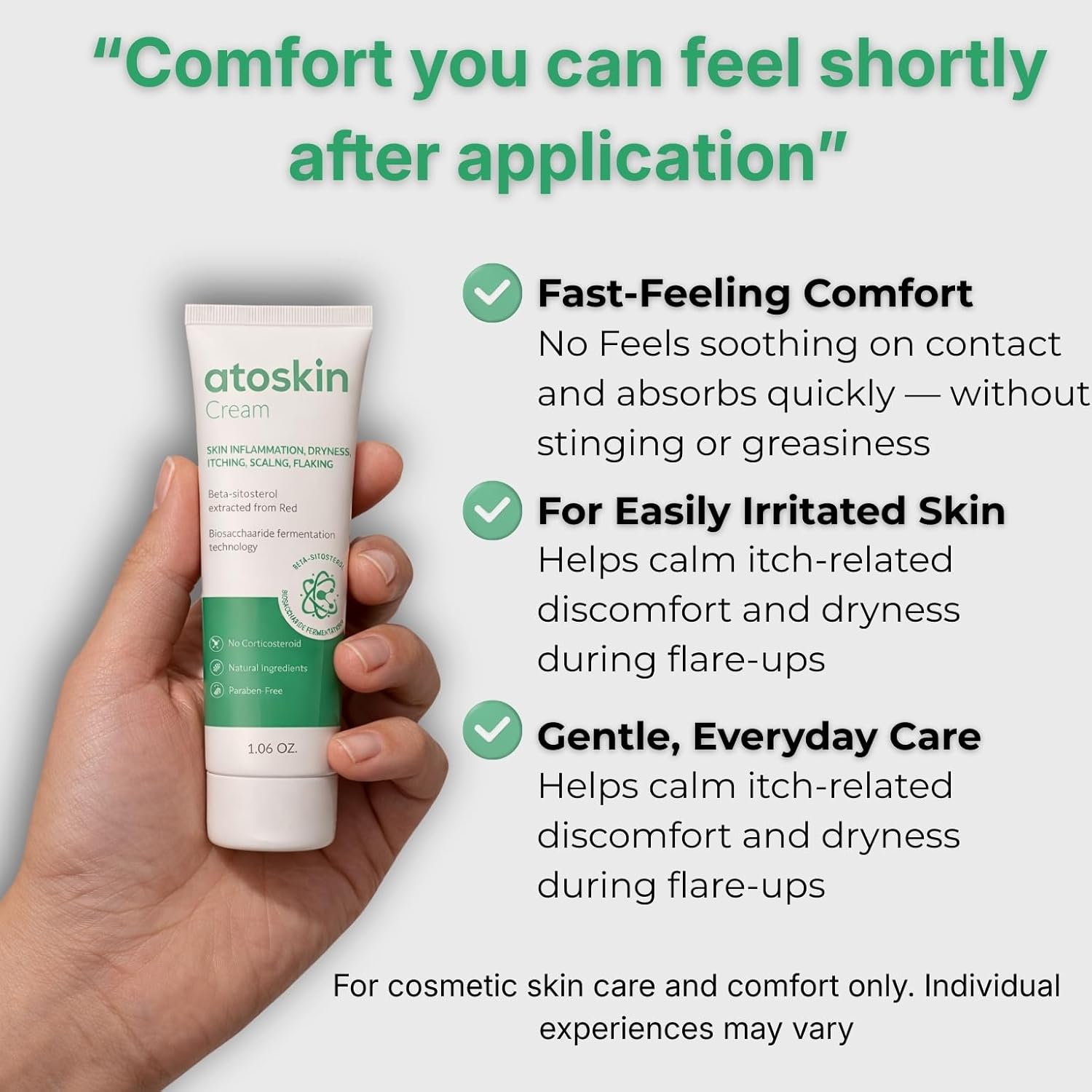 Atoskin Eczema Cream, Soothing Cream for Itchy Skin, Eczema Rash and Dermatitis Irritation, Gentle Hydrating Skin Care Treatment with Shea Butter and Sweet Almond Oil (Set 2)