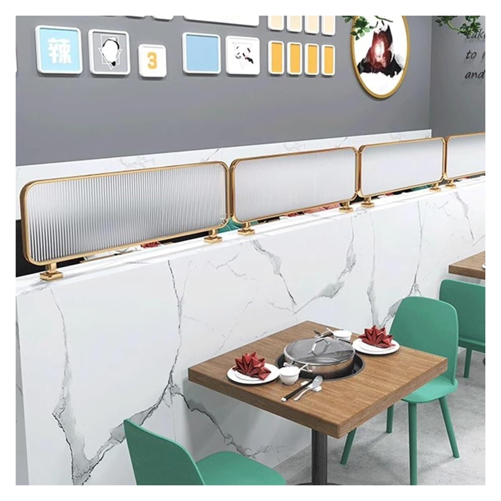 Cloison de séparation en verre décorative élégante pour salle à manger et restaurant – Cloison de séparation de bureau élégante et clôture basse (dB 50 x 110 cm) – Solution moderne de séparation de
