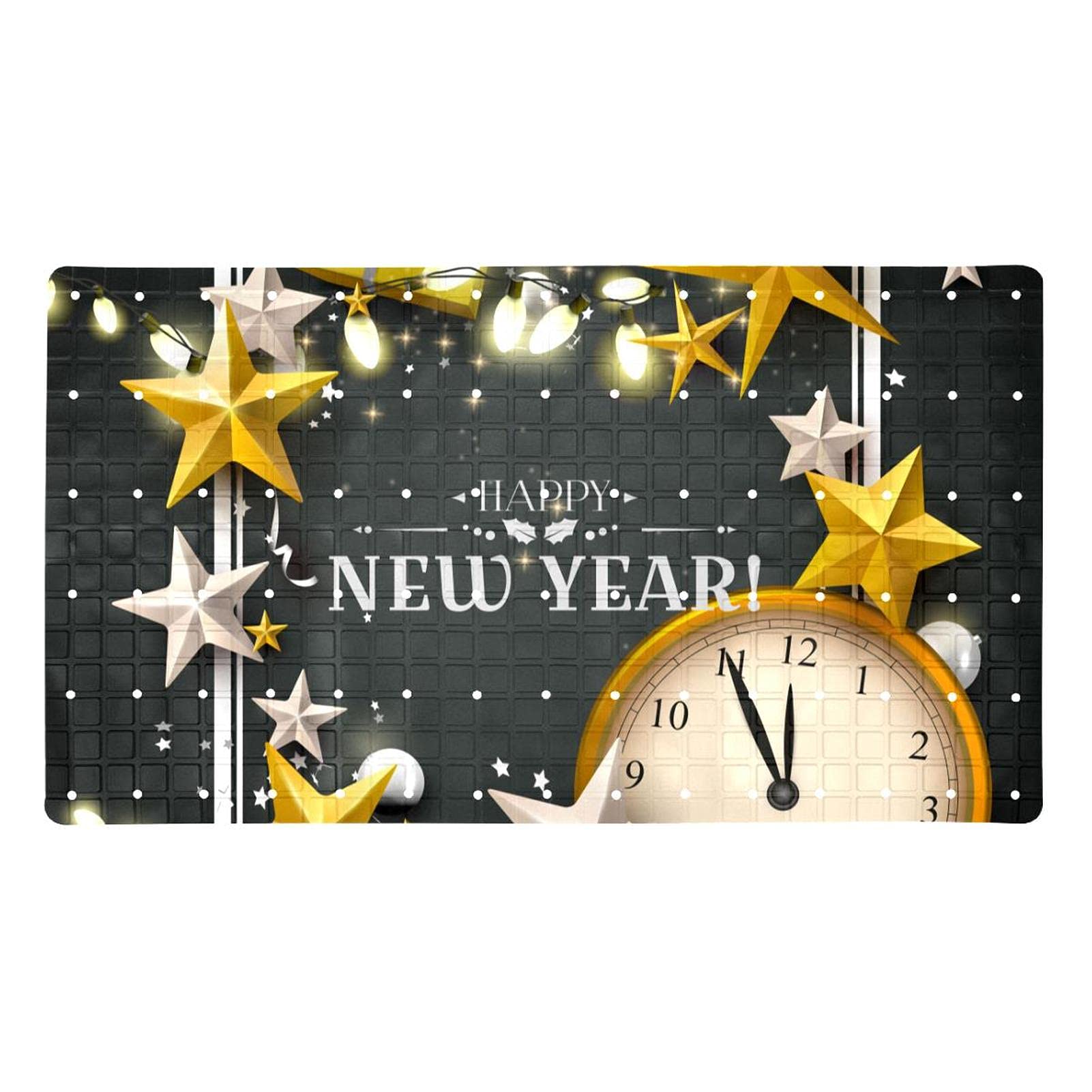 Tapis de douche antidérapant PVC horloge de Noël contre les glissades