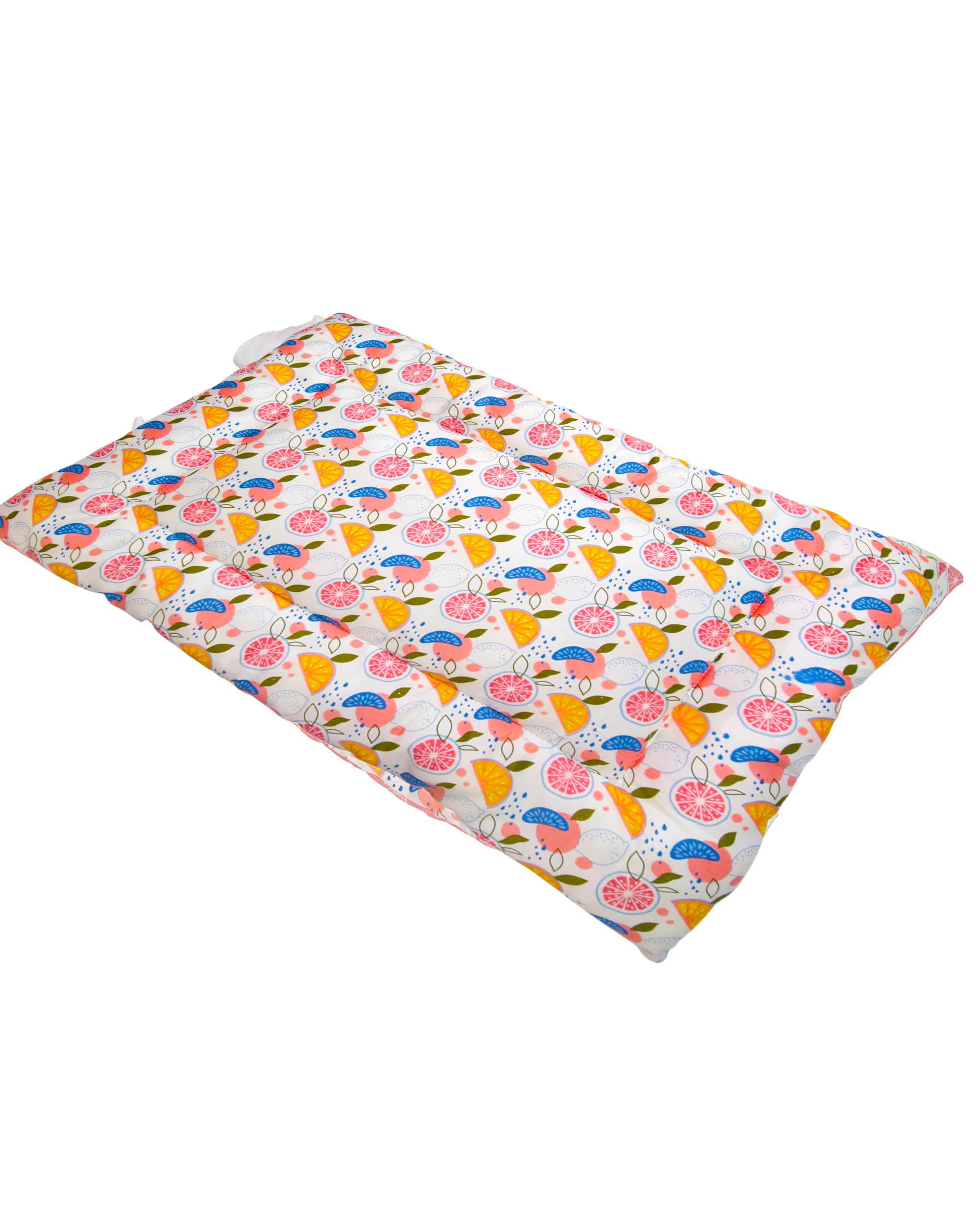 Toddylon Baby Gift Pack Set – New Born Cotton Cot Mattress for 0–6 Months | Fruit Print | Combo for Newborns (Pink)-image-37